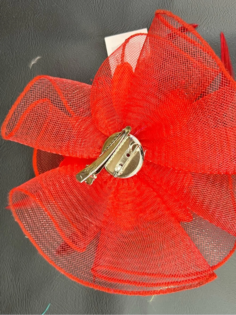 Red Floral Feather Fascinator Headpiece - Women Accessories